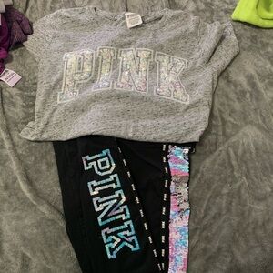 PINK Victoria's Secret Speckled Gray Top